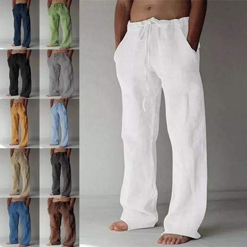 Men linen pants - pants, elastic