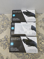 3x PANKTI Black Nitrile Disposable Gloves - Latex-Free, Powder-Free, Pack of 100