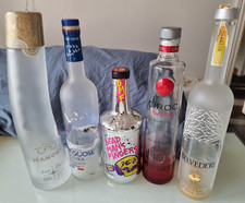 5 Empty Vodka Rum Alcohol Bottles For Upscaling - Ciroc, Mamont,Belvedere,Goose+