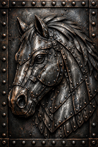 Industrial metal horse head - horse,
