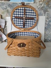 Wicker Picnic Basket NEW Storage Hamper Fruit Food Snacks Carry  Holder Outdoor