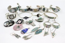 Alpaca Jewellery Mexico Abalone Foliate Bangles Brooch x 20