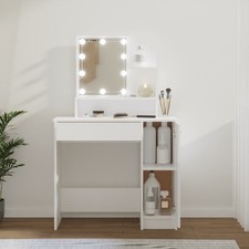 LED Mirror Dressing Table Vanity Set Make Up Table with Storage Cabinet Drawer