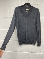 Jack Wills Charcoal Grey Extra Fine Merino Wool V-neck Jumper Size 10 PT