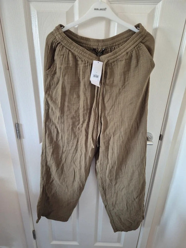Khaki palazzo trousers - size, 12