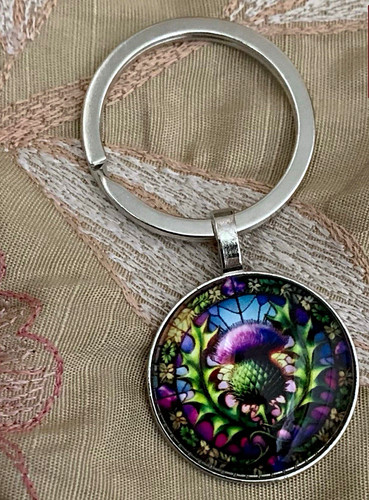 Silver metal scottish floral - metal,