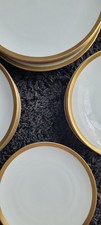 6 THOMAS MEDALLION THICK WIDE GOLD 9.25" DINNER PLATES
