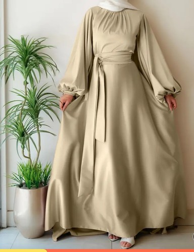Satin pearl abaya - pearl, muslim