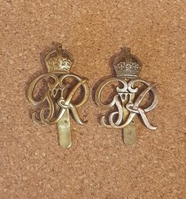 Pair of Norfolk Yeomanry George VI Dragoons Cap Badges 1910 - 22 With Sliders