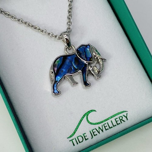 Elephant paua shell necklace - elephant,