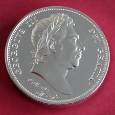 GEORGE III SILVER COATED PIEDFORT PROOF PATTERN CROWN PLAIN EDGE - mintage 12