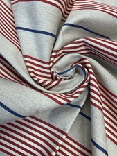 Ian Mankin Vintage Stripe 2 Peony Fabric Remnant RRP £49.50 Per Metre