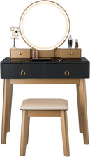 Black LED Vanity Table Set