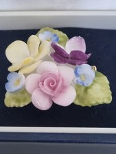 Vintage Coalport Pottery Flower Brooch Original Box New