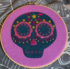 Sugar skull embroidery hoop art Decoration