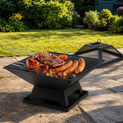 Square fire pit bbq - fire,