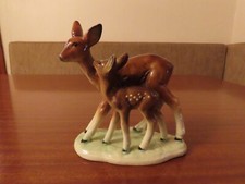 EARLY VINTAGE CORTENDORF WEST GERMANY ANIMAL FIGURINE DEER & FAWN