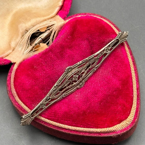Sterling silver filigree bar - sterling,