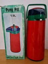 Vintage Pump Pot - Pump Flask 1.9L  Unused Red, Green & Blue - Picnic
