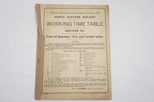 1918 North Eastern Railway Working Timetable Section XII