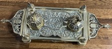 Victorian Intricate Double Inkwell In Brass