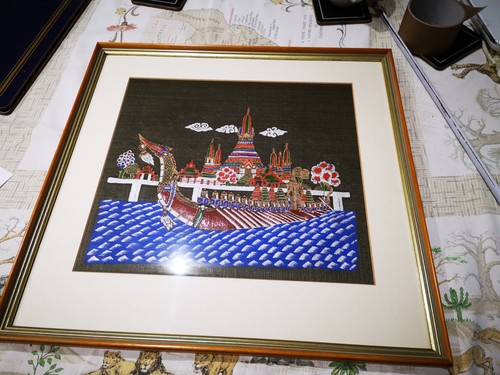 Vintage thai silk - painting, of