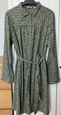 New BNWOT Women's Fat Face Long Sleeve Green Floral Shirt Dress, Size 12