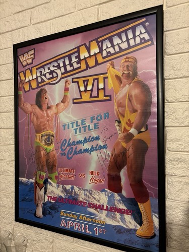 Wrestlemania poster signed - wrestlemania, 6