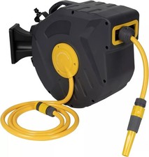 SLx Garden Hose Reel Wall Mounted 20m Auto Retractable Hosepipe Yellow/Grey