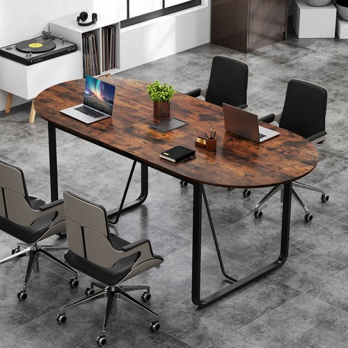 Oval home office - office, table