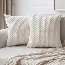 Miulee Corduroy Cushion Covers 45cm x 45 cm White set of 2