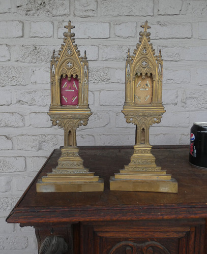 Pair neo gothic 19thc - 19thc, copper