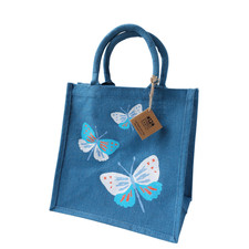 Butterflies Hessian Bag Blue