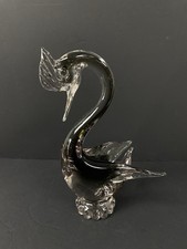 Vintage Murano Smokey & Clear Hand Blown Glass Bird 9.5” Tall PC