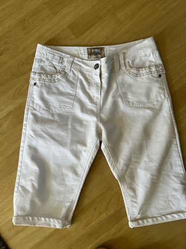 Women white denim bermuda - white,