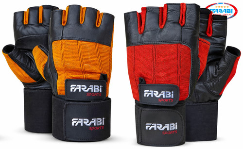 Farabi leather gym gloves - leather,