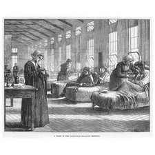 LONDON Ward in the Hampstead Smallpox Hospital - Antique Print 1871