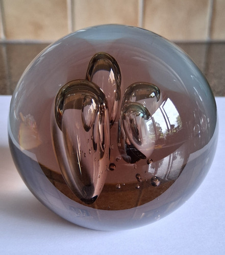 Art glass paperweight smoky - art,