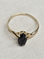 Yellow Gold Dark Blue Sapphire Diamond Ring 9ct