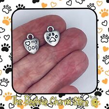 - Small Heart Shaped Sentiment Dog Charms - Pack of 15 - DOUBLE SIDED -