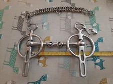 5 1/2" French Link Liverpool Driving Horse Bit. Two Slot.  Stainless Steel.