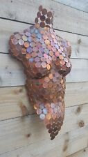 Nude Copper Coin 2p pence Metal Wall Art Female Torso Sculpture Abstract Unique 