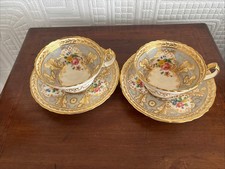 Pair Of Cauldon China Oak Leaf Pattern Cups & Saucers