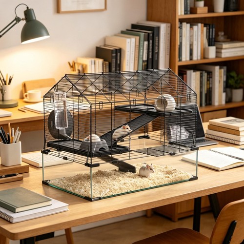 Hamster cage pet - hamster, habitat