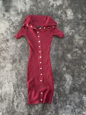 Karen Millen Burgundy Ribbed Dress - Size Xs 