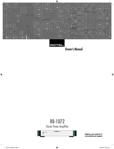 Rotel 1072 amplifier owners - rb-1072,
