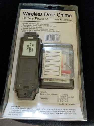 Wireless door chime battery - door,