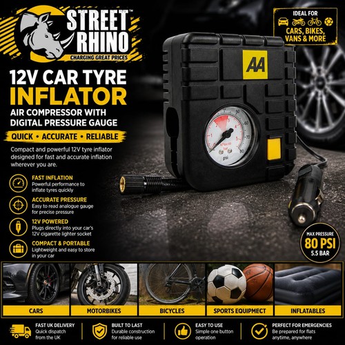 12v tyre inflator air - aa,