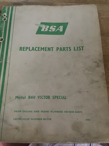 Bsa replacement parts list - parts,