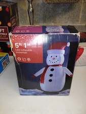 5ft 1in Inflatable Snowman. Suitable for Outdoor Use. Led Lit. Christmas Decor